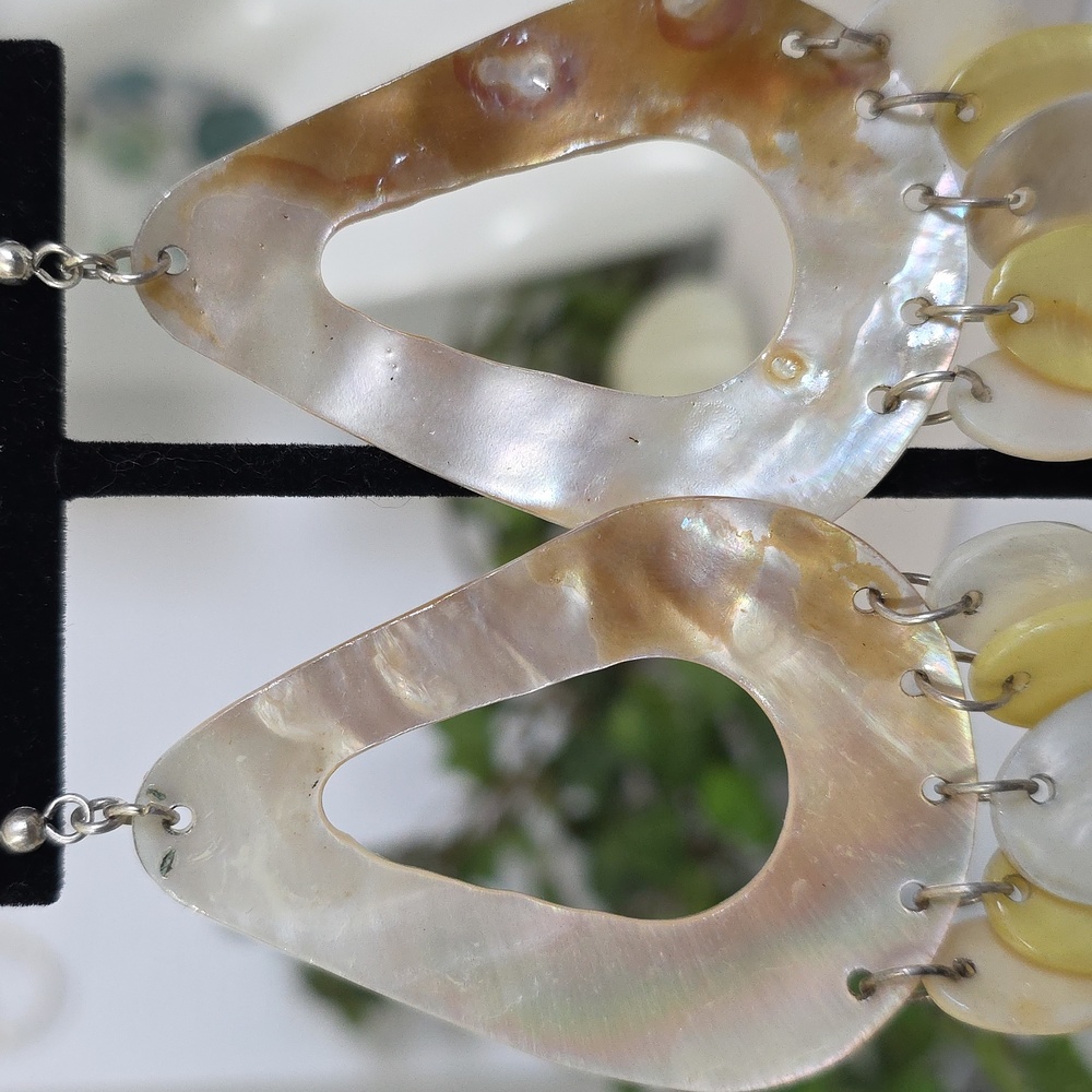 Artisan Vintage Large Statement Shell Drop Earrin… - image 3